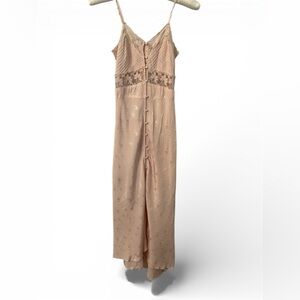 ASTR The Label dress Button-Front Lace Maxi Dress Blush XS Viscose Pre-owned